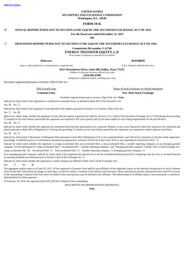 Vorschaubild Energy Transfer LP
 Jahresbericht 2017