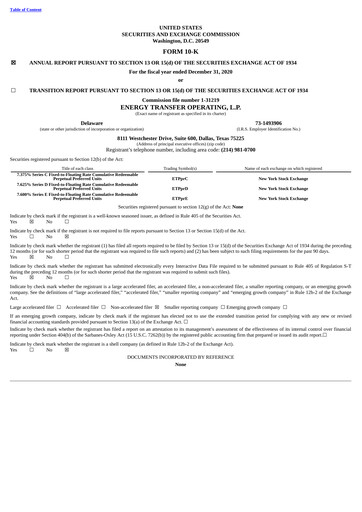 Vorschaubild Energy Transfer LP
 Jahresbericht 2020