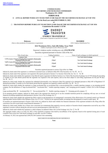 Vorschaubild Energy Transfer LP
 Jahresbericht 2022