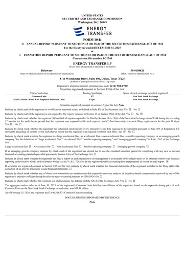 Vorschaubild Energy Transfer LP
 Jahresbericht 2025