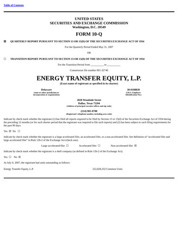 Thumbnail Energy Transfer LP
 Quarterly Report 2007-q3