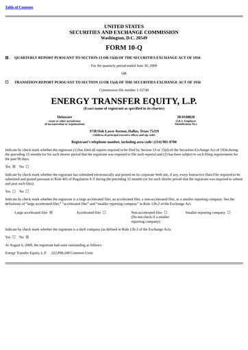 Thumbnail Energy Transfer LP
 Quarterly Report 2009-q2