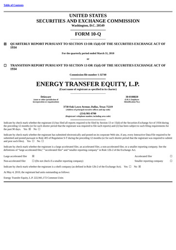 Thumbnail Energy Transfer LP
 Quarterly Report 2010-q1