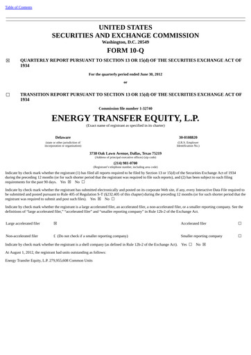 Thumbnail Energy Transfer LP
 Quarterly Report 2012-q2