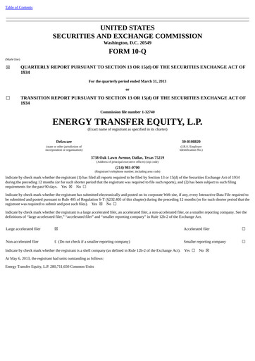 Thumbnail Energy Transfer LP
 Quarterly Report 2013-q1