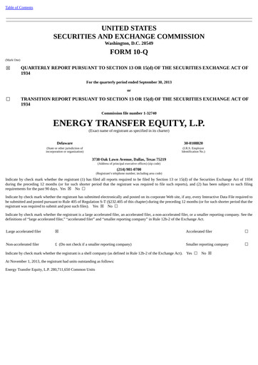 Thumbnail Energy Transfer LP
 Quarterly Report 2013-q3