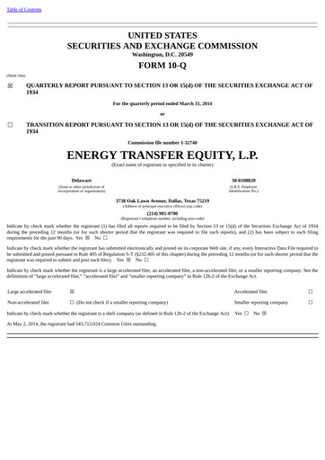 Thumbnail Energy Transfer LP
 Quarterly Report 2014-q1