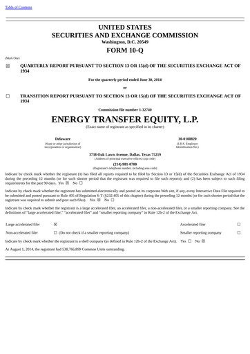 Thumbnail Energy Transfer LP
 Quarterly Report 2014-q2