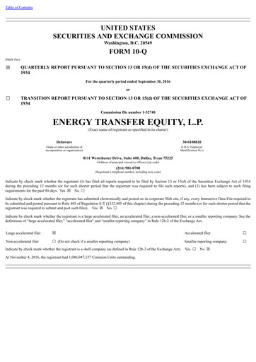 Thumbnail Energy Transfer LP
 Quarterly Report 2016-q3