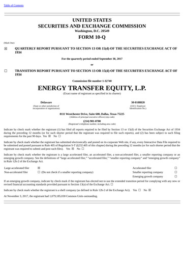 Thumbnail Energy Transfer LP
 Quarterly Report 2017-q3