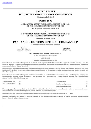 Thumbnail Energy Transfer LP
 Quarterly Report 2022-q2