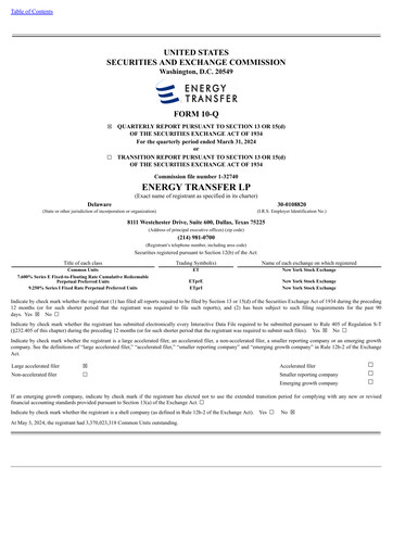 Thumbnail Energy Transfer LP
 Quarterly Report 2024-q1