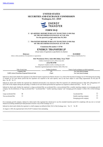 Thumbnail Energy Transfer LP
 Quarterly Report 2024-q2