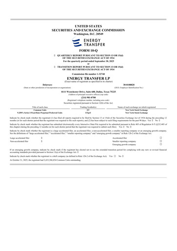 Thumbnail Energy Transfer LP
 Quarterly Report 2025-q3