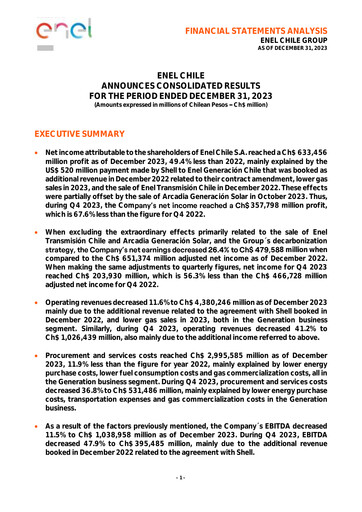 Thumbnail Enel Chile
 Financial Statement 2023