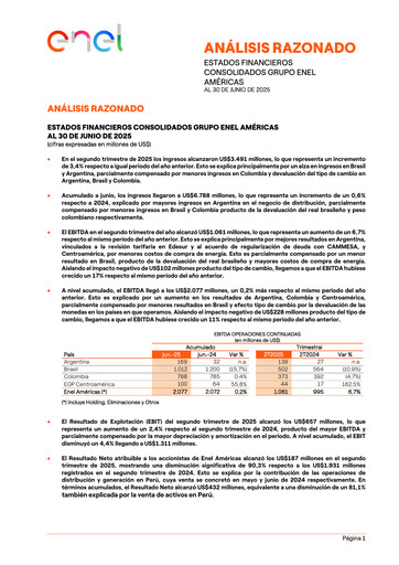 Thumbnail Enel Américas
 Half-year Report 2025