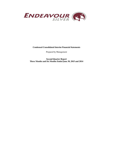 Thumbnail Endeavour Silver Financial Statement 2015-q2