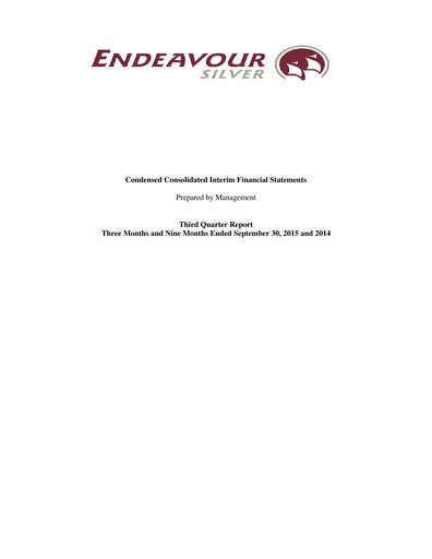Thumbnail Endeavour Silver Financial Statement 2015-q3
