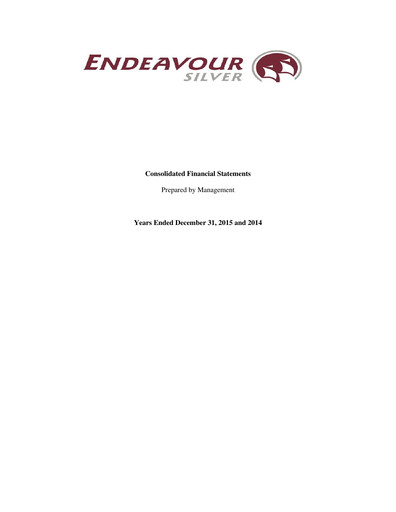 Thumbnail Endeavour Silver Financial Statement 2015