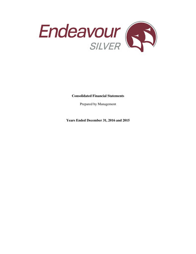 Thumbnail Endeavour Silver Financial Statement 2016