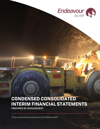 Thumbnail Endeavour Silver Financial Statement 2018-q2