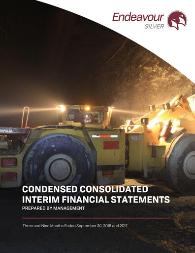 Thumbnail Endeavour Silver Financial Statement 2018-q3