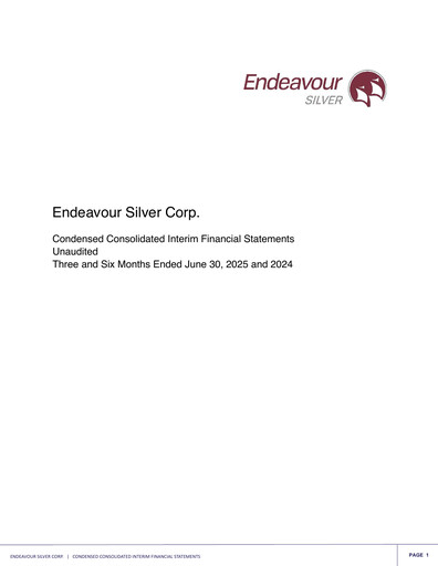 Vorschaubild Endeavour Silver Finanzmitteilung 2025-q2