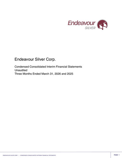 Thumbnail Endeavour Silver Financial Statement 2026-q1