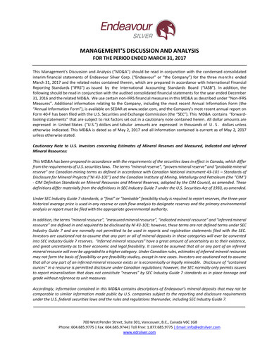 Thumbnail Endeavour Silver Quarterly Report 2017-q1