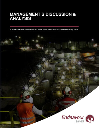 Thumbnail Endeavour Silver Quarterly Report 2018-q3