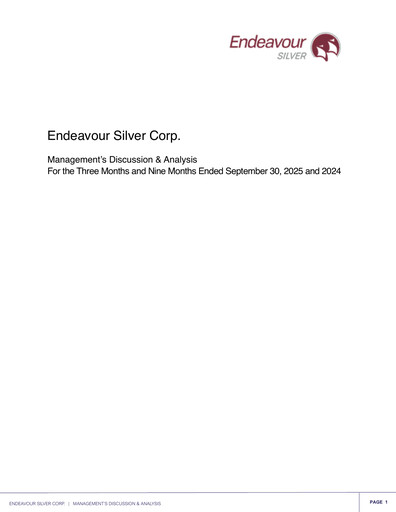 Thumbnail Endeavour Silver Quarterly Report 2025-q3