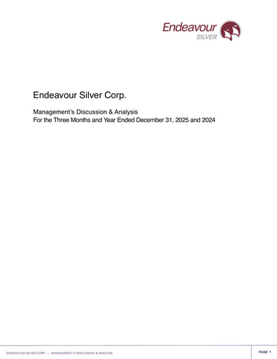 Thumbnail Endeavour Silver Quarterly Report 2025-q4