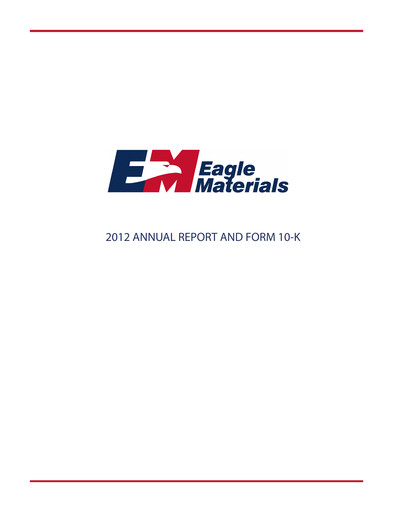 Thumbnail Eagle Materials
 Annual Report 2012