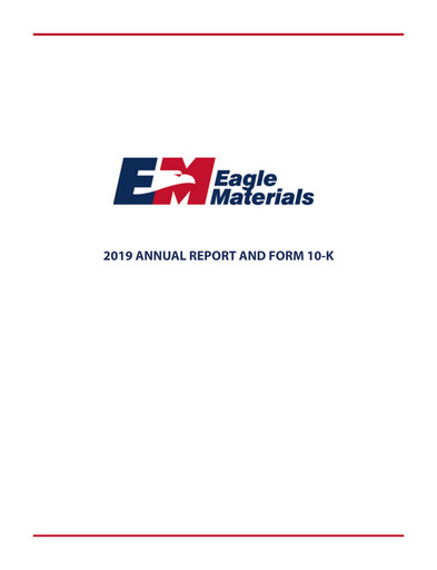 Thumbnail Eagle Materials
 Annual Report 2019