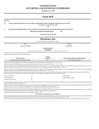 Thumbnail Dynatrace Annual Report 2020