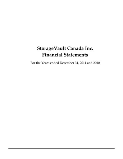 Thumbnail StorageVault Canada Financial Statement 2011