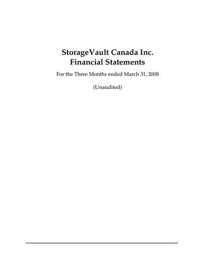 Thumbnail StorageVault Canada Quarterly Report 2008-q1