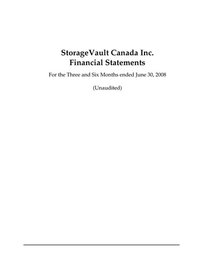 Thumbnail StorageVault Canada Quarterly Report 2008-q2
