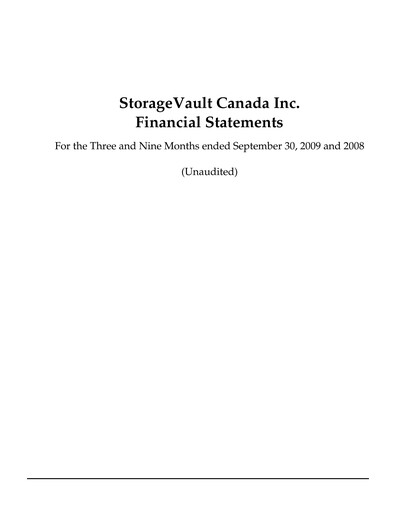 Thumbnail StorageVault Canada Quarterly Report 2009-q3