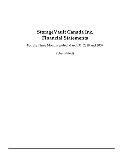 Thumbnail StorageVault Canada Quarterly Report 2010-q1