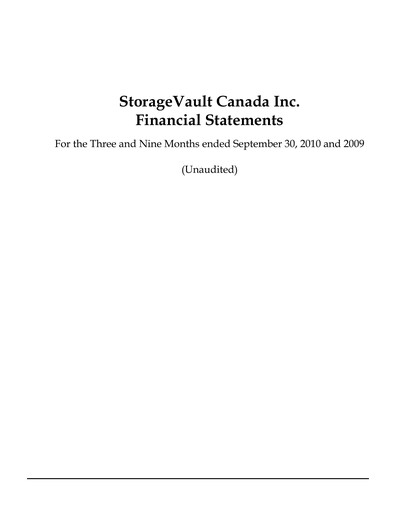 Thumbnail StorageVault Canada Quarterly Report 2010-q3
