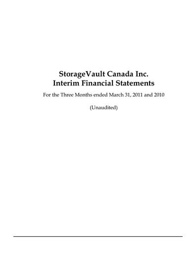 Thumbnail StorageVault Canada Quarterly Report 2011-q1