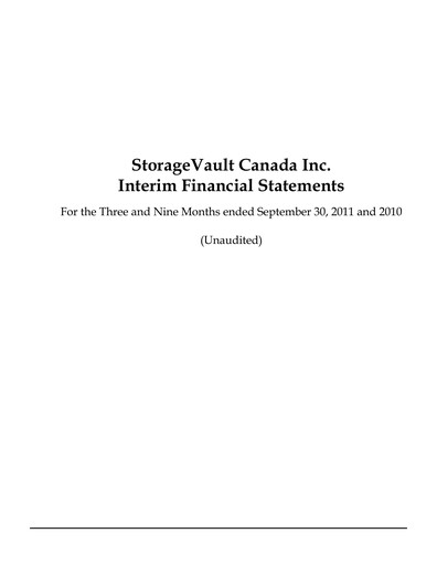 Thumbnail StorageVault Canada Quarterly Report 2011-q3