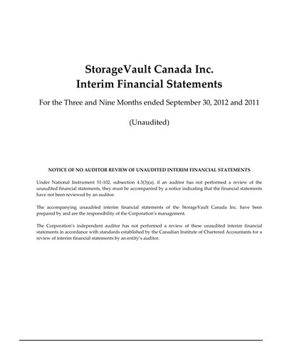 Thumbnail StorageVault Canada Quarterly Report 2012-q3