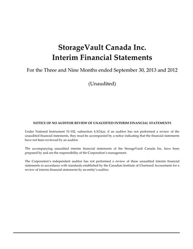 Thumbnail StorageVault Canada Quarterly Report 2013-q3