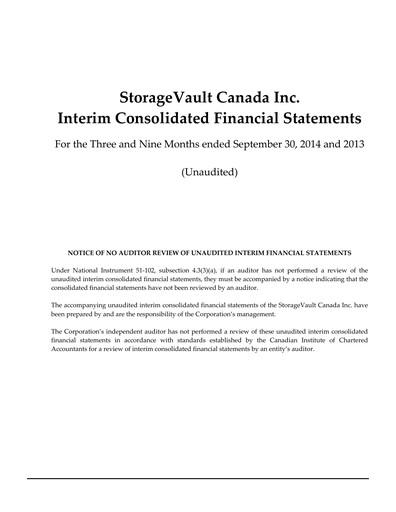 Thumbnail StorageVault Canada Quarterly Report 2014-q3
