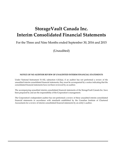 Thumbnail StorageVault Canada Quarterly Report 2016-q3