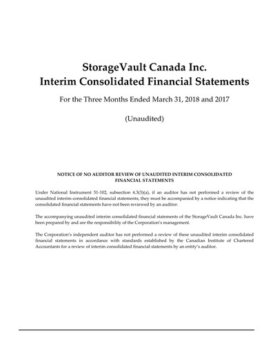 Thumbnail StorageVault Canada Quarterly Report 2018-q1