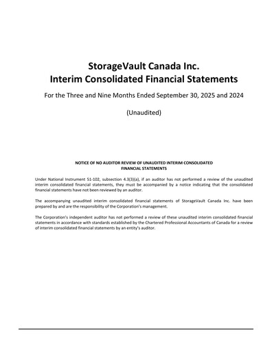 Thumbnail StorageVault Canada Quarterly Report 2025-q3