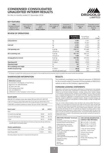 Thumbnail DRDGOLD Half-year Report 2018-h1